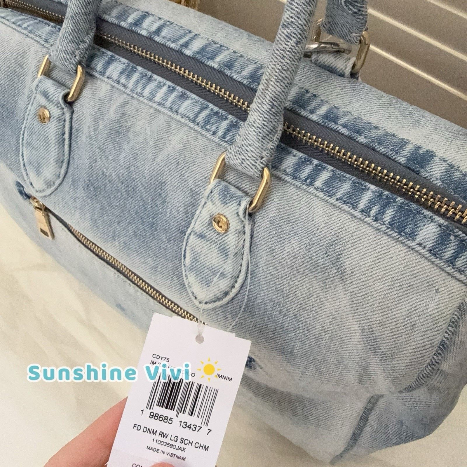 Coach NWT Coach LARGE Rowan Satchel Bag Loved Denim Charms CDY75 Size ONE SIZE - 4 Thumbnail