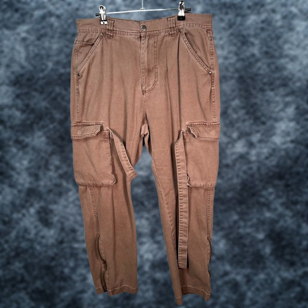 CLOT Standard Cloth Mens Pants Cargo Brown Size L Inseam 29in Ankle Zip Pockets Tapered Flat Front Cotton Cotton Cargo Pants Mens Brown 29in Inseam XS? Size US 33 - 1 Thumbnail