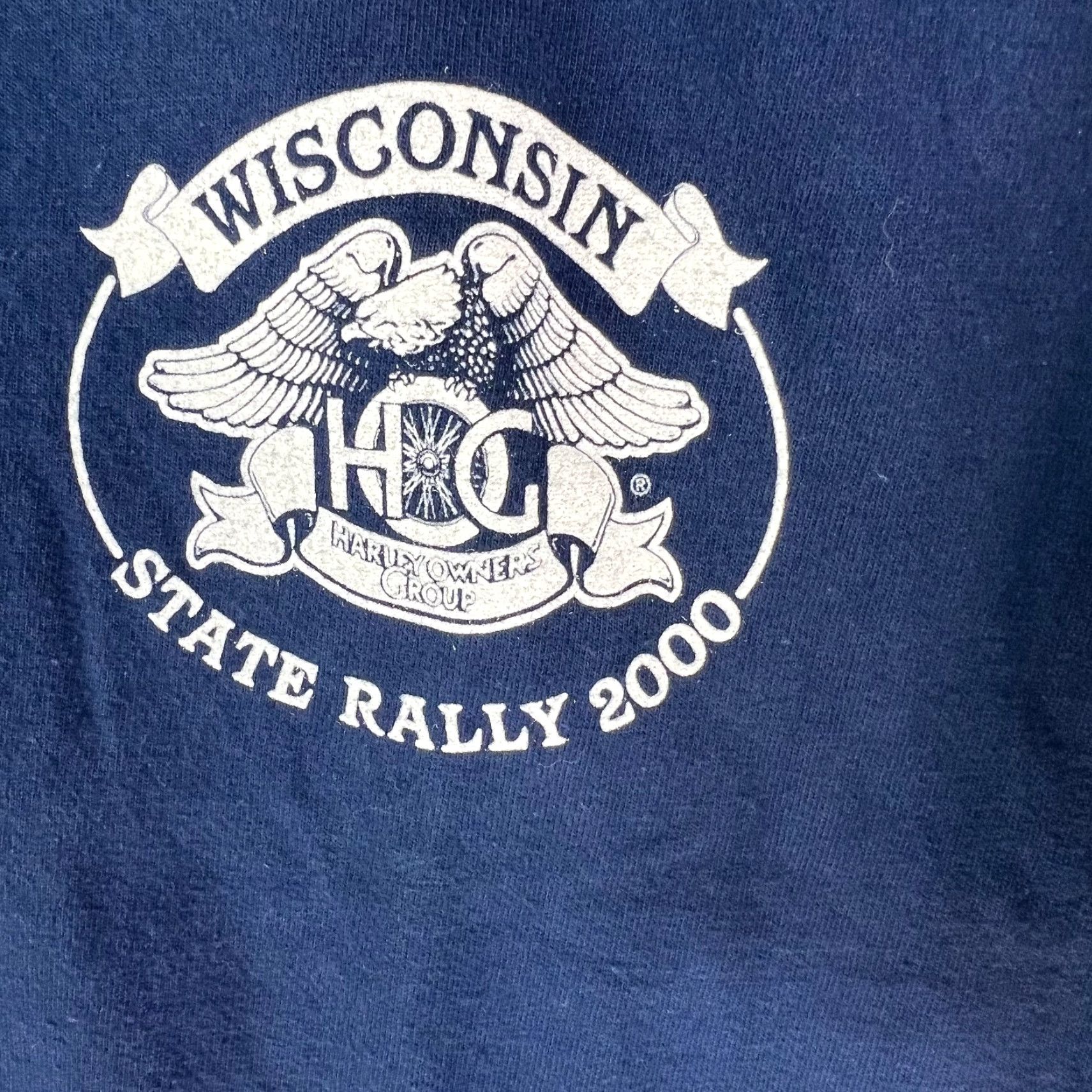 Hanes VINTAGE Hanes Beefy-T Wisconsin Harley Owners Group State Rally 2000 T-Shirt XL Blue Graphic Regular Fit Mens Size US XL / EU 56 / 4 - 3 Thumbnail