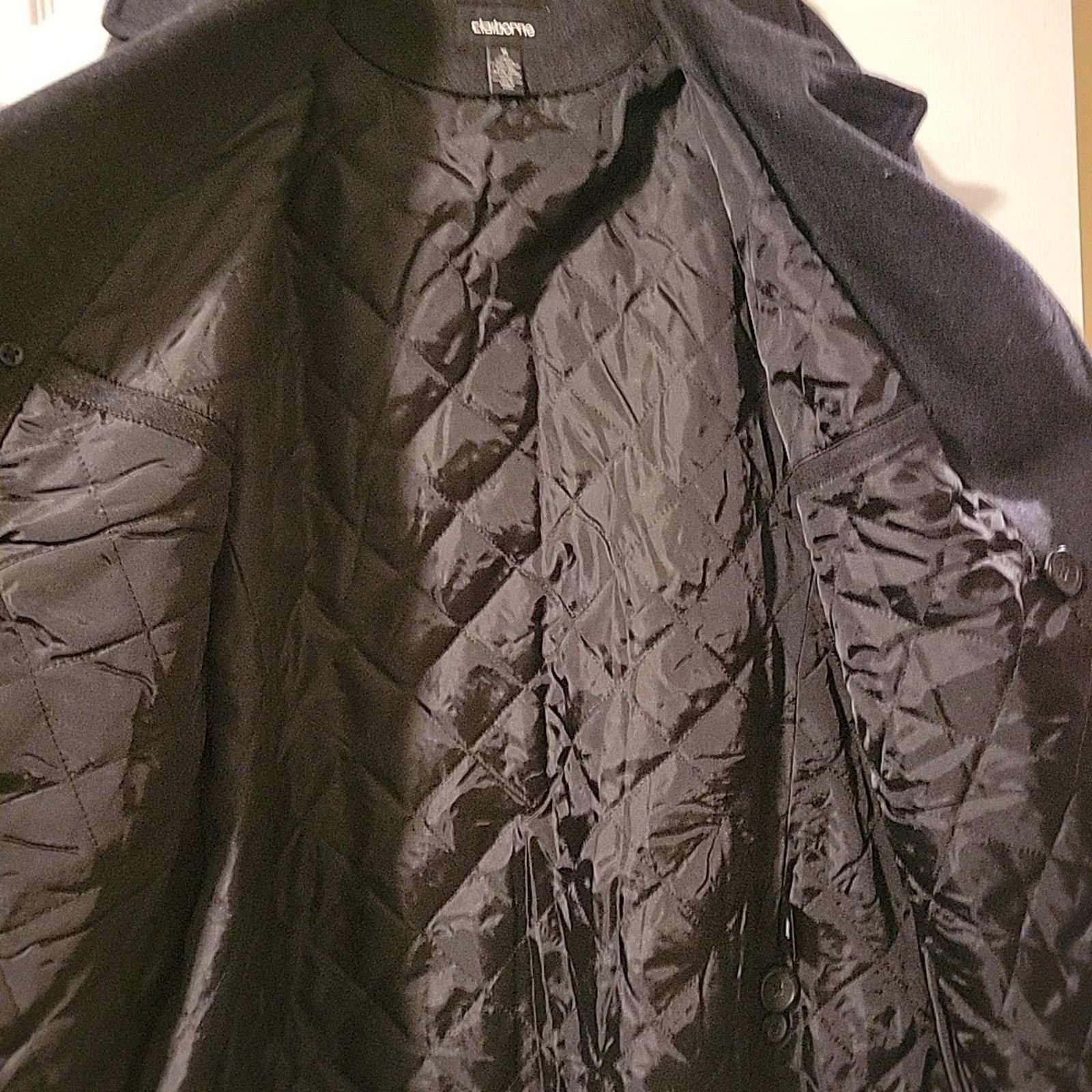 Liz Claiborne CLAIBORNE Peacoat Mens 1X Black Wool Blend NEW Classic Size XL / US 12-14 / IT 48-50 - 8 Thumbnail