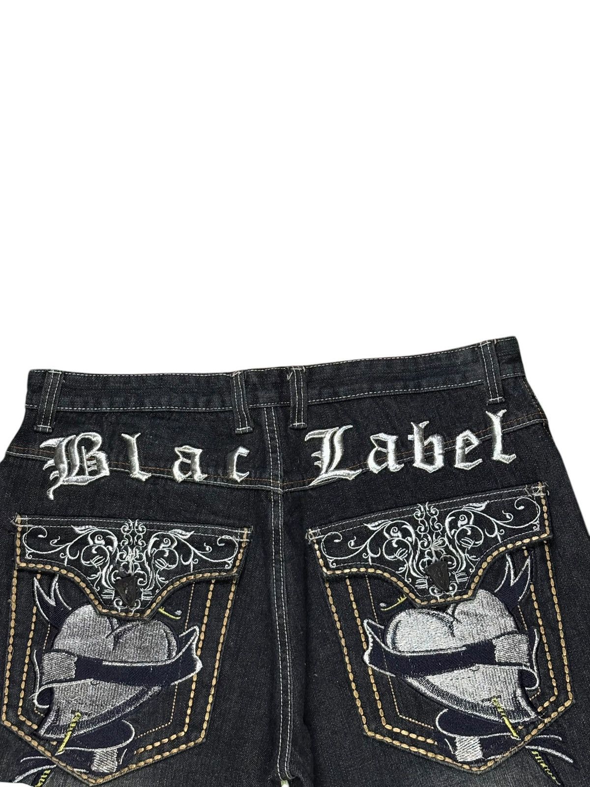 Black Label × Japanese Brand Vintage Black Label Spell Out Embroidery Jean Shorts Size 34" / US 12 / IT 48 - 9 Thumbnail