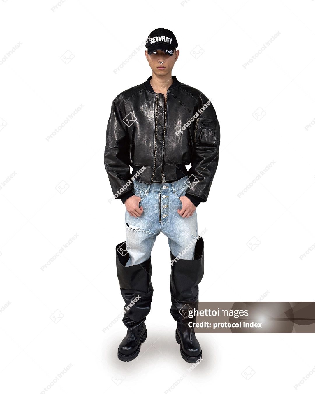 PROJECT G/R Protocol Index Exaggerated Shoulder Leather Jacket Size US M / EU 48-50 / 2 - 11 Thumbnail