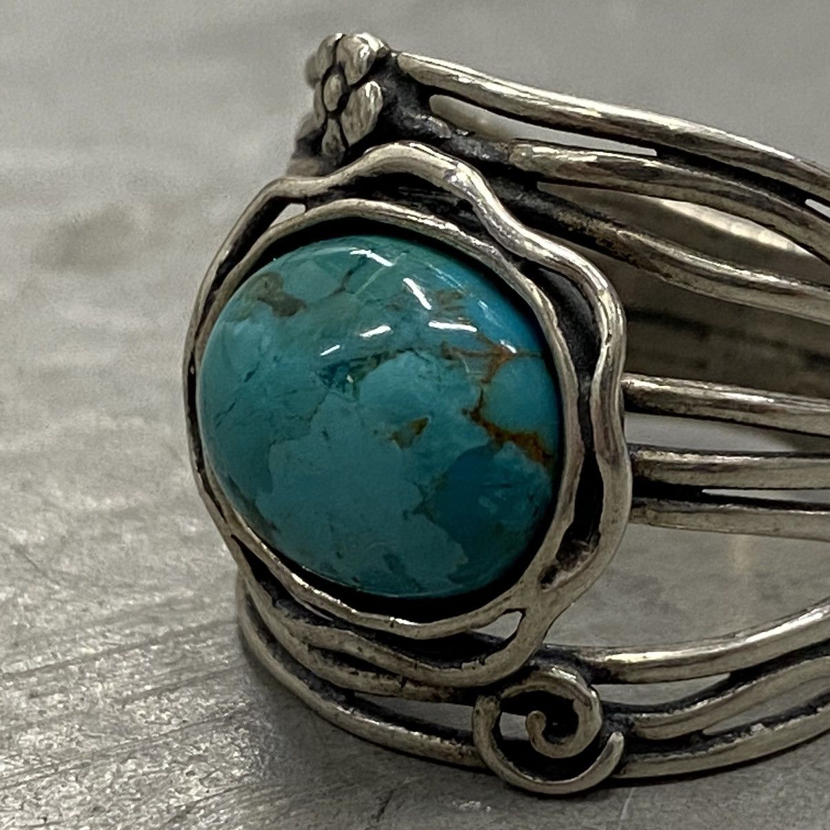Kapital Vtg Shablool Didae Sterling Silver Floral Turquoise Ring Size ONE SIZE - 4 Thumbnail