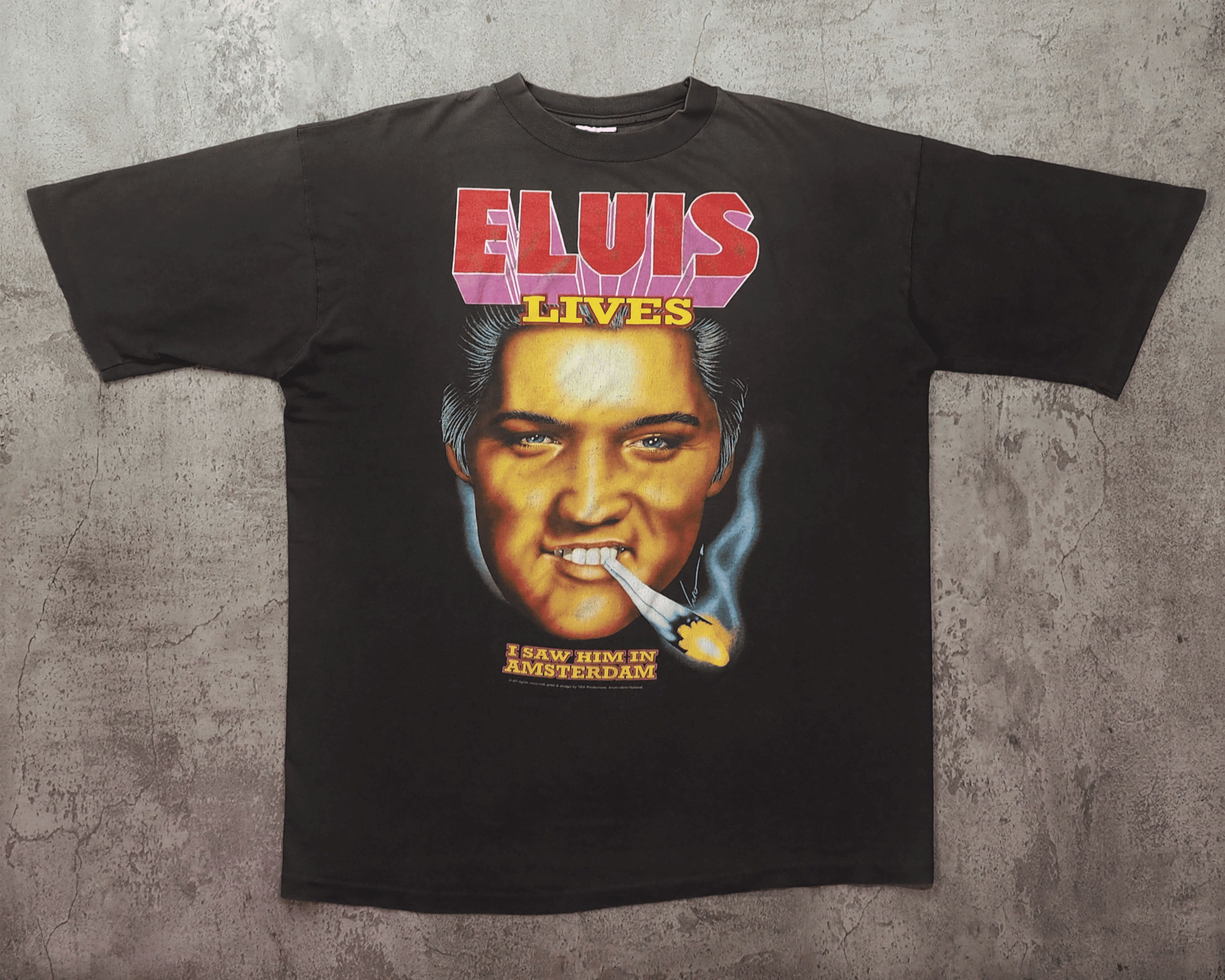 Vintage Vintage 1990s Elvis Lives in Amsterdam Weed Parody Shirt L Size US L / EU 52-54 / 3 - 1 Thumbnail