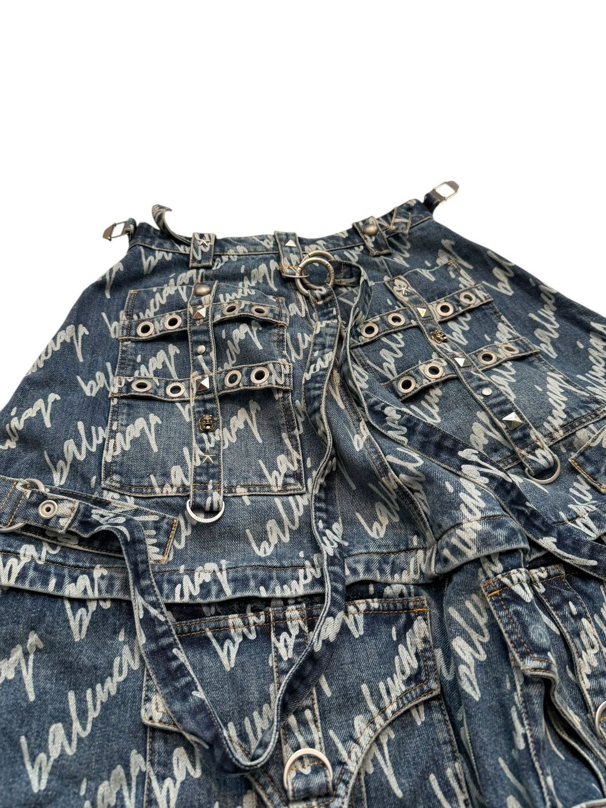 Balenciaga Runway Script Raver Rave Denim Skirt Size US 28 / EU 44 - 12 Thumbnail