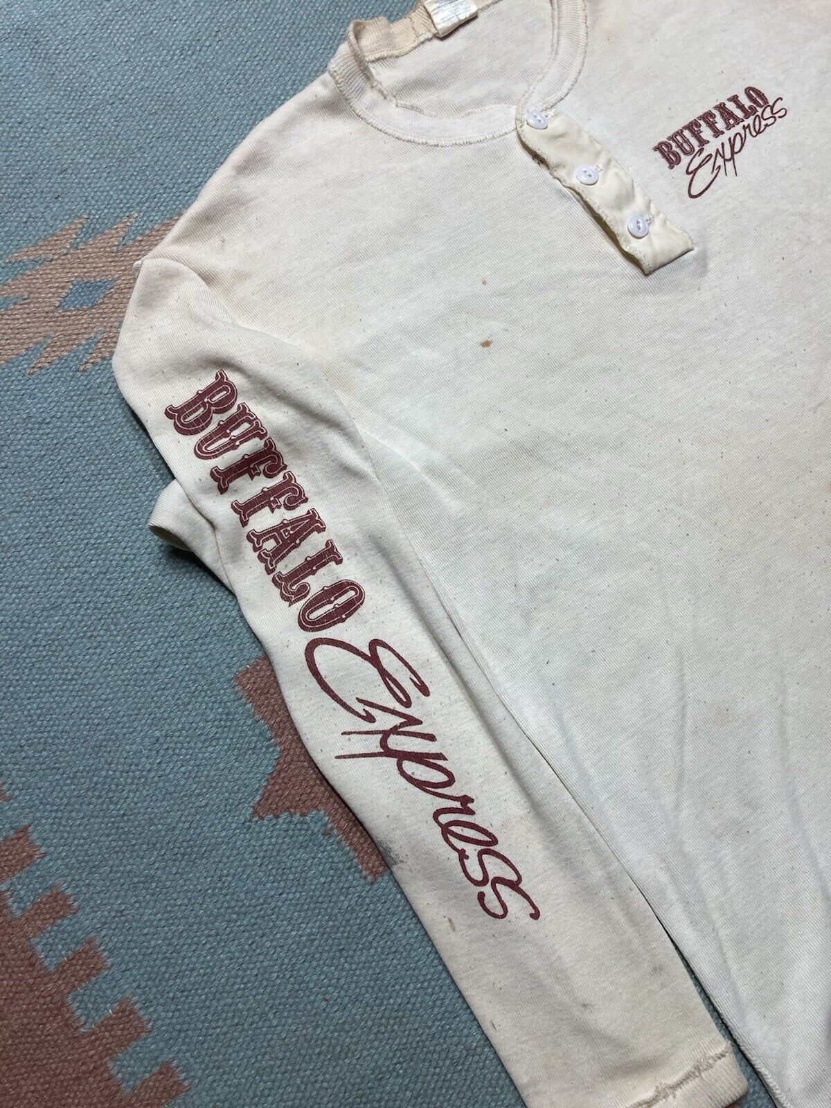 Vintage VTG 70s henley t shirt buffalo express distressed grunge XL Size US XL / EU 56 / 4 - 10 Thumbnail
