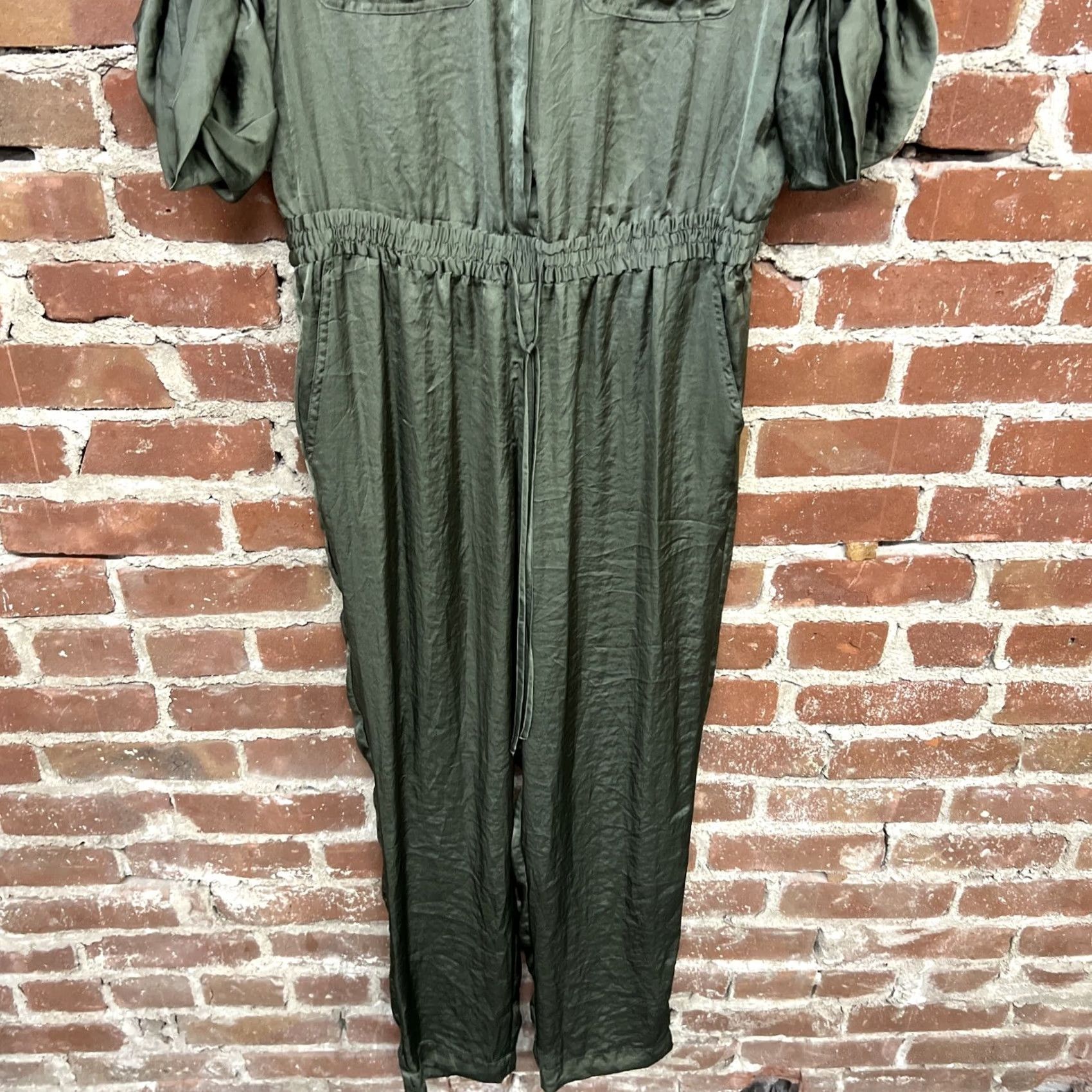 DKNY DKNY Jumpsuit Green Size Medium Womens Adjustable Sleeves Mock Turtleneck Casual Lightweight Polyester Logo Classic 90s Style Boys? Size 32" / US 10 / IT 46 - 2 Thumbnail