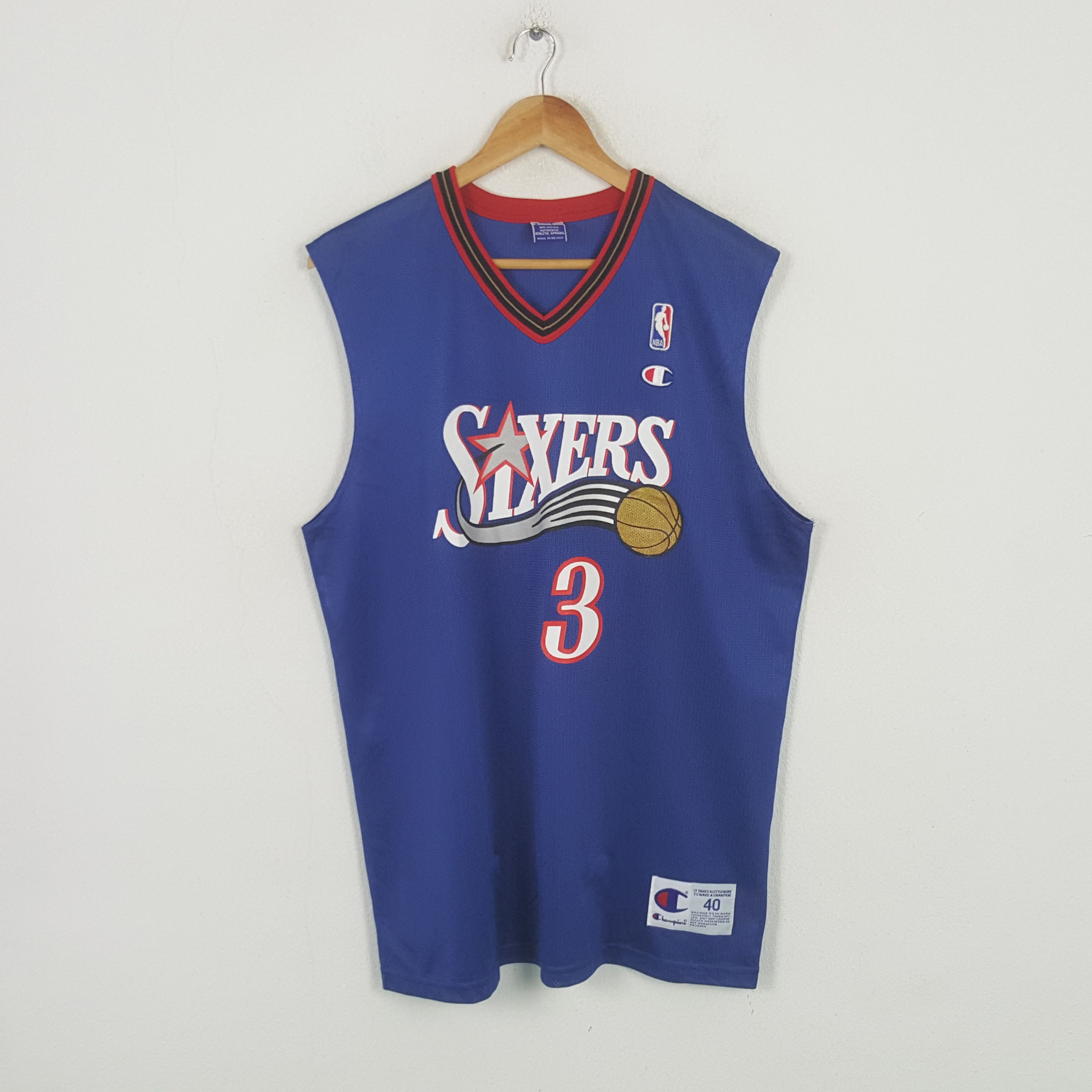 Vintage Champion Sixers Allen Iverson Basketball Jersey RR5