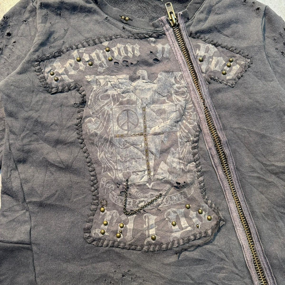 Japanese Brand RELIGION N' ROCK Japanese Grunge Punk Studded Zip-up Sweater Size S / US 4 / IT 40 - 4 Thumbnail