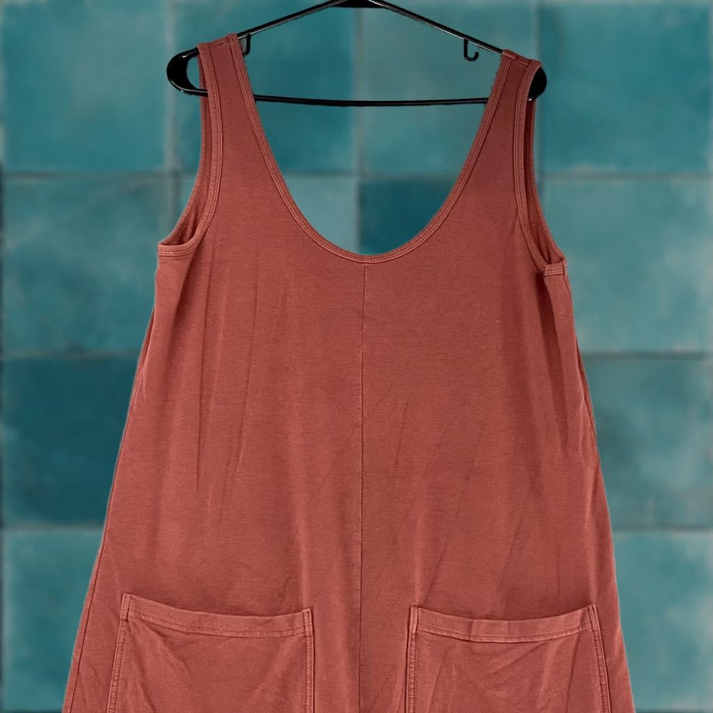 Marine Layer VINTAGE? Marine Layer Jumpsuit Womens Small Rust Wide Leg Pockets Lounge Ankle Terry Size 28" / US 6 / IT 42 - 1 Thumbnail