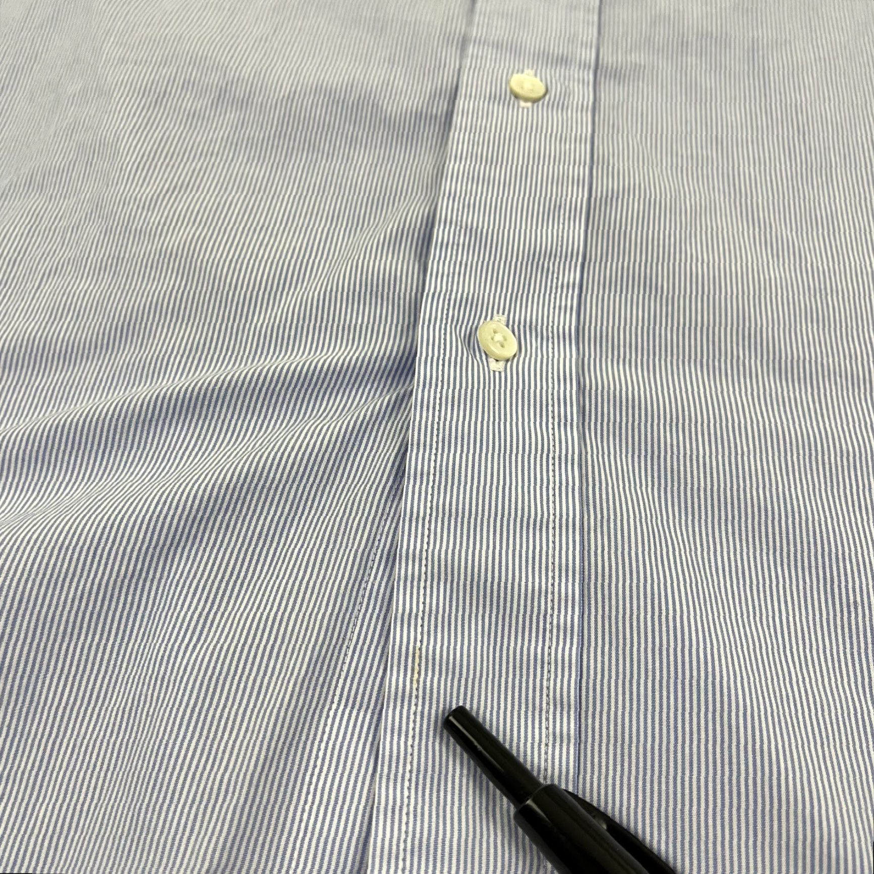 Vintage Makers Shirt Mens 15 3/4 - 35 1/2 Blue White Striped Dress Button Up Japan Made Size 42R - 6 Thumbnail