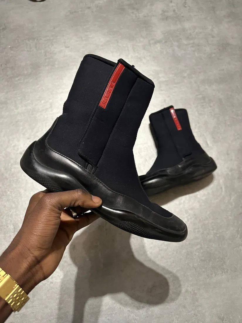 Prada × Vintage 2000s Prada Luna Rossa Sport Black Boots Size US 6 / IT 36 - 1 Thumbnail