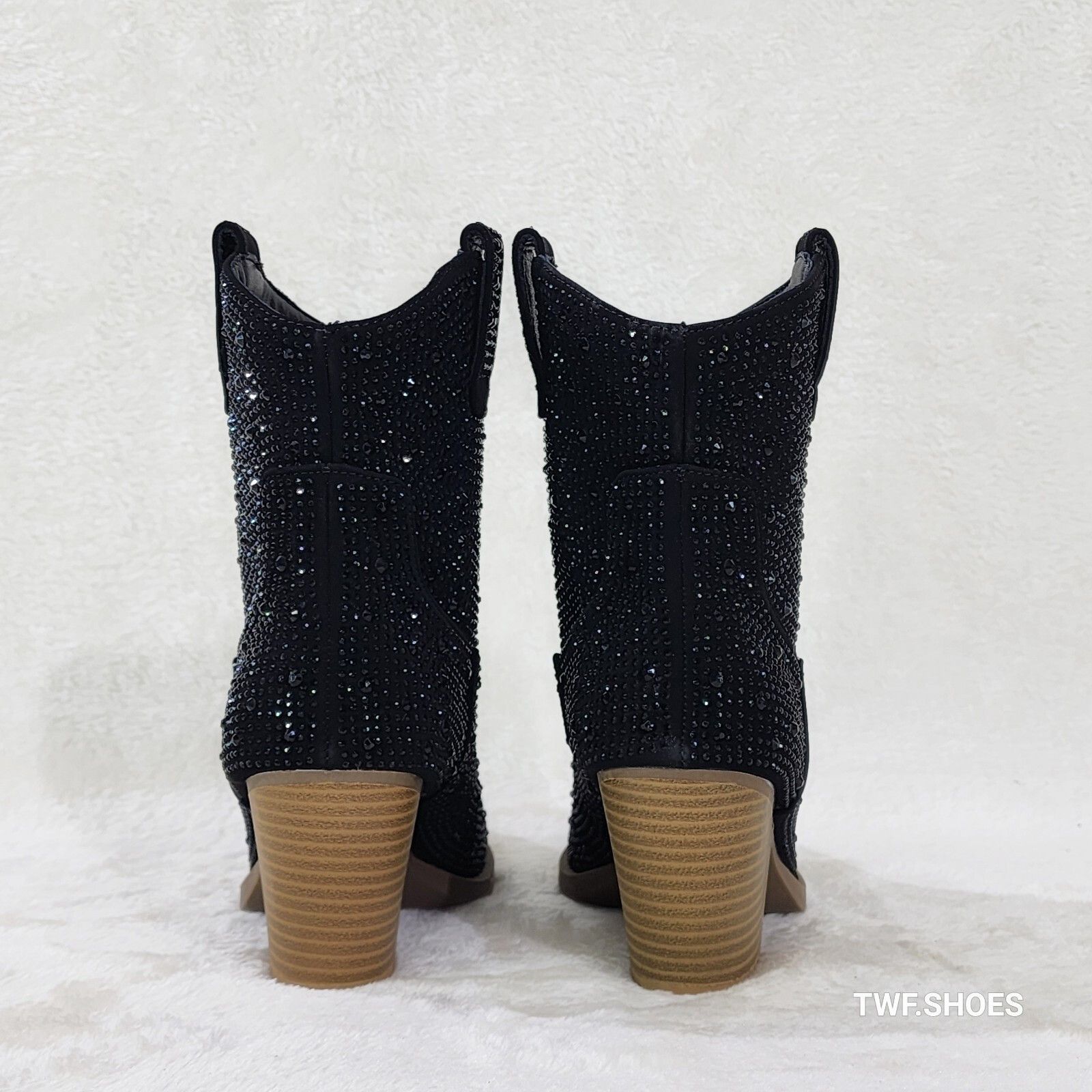 Other Dolly Charcoal Black Rhinestone Glitter Cowgirl Country Glam Size US 6 / IT 36 - 5 Thumbnail