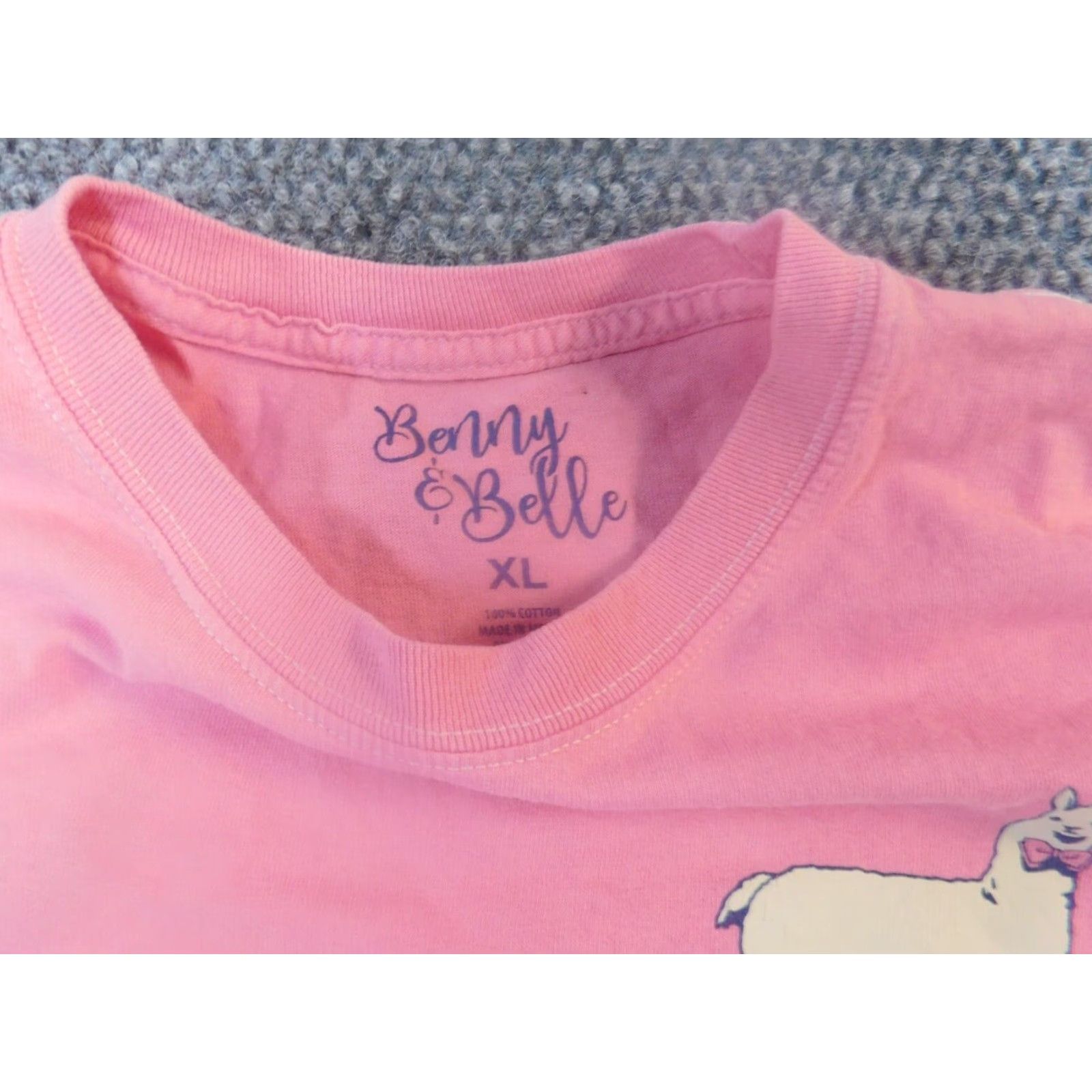 Vintage Benny & Belle Womens XL Pink Plaid T-Shirt Cap Sleeve Collared 100% Cotton Flannel Breathable Casual Modern Vintage: No Size XL / US 12-14 / IT 48-50 - 6 Thumbnail