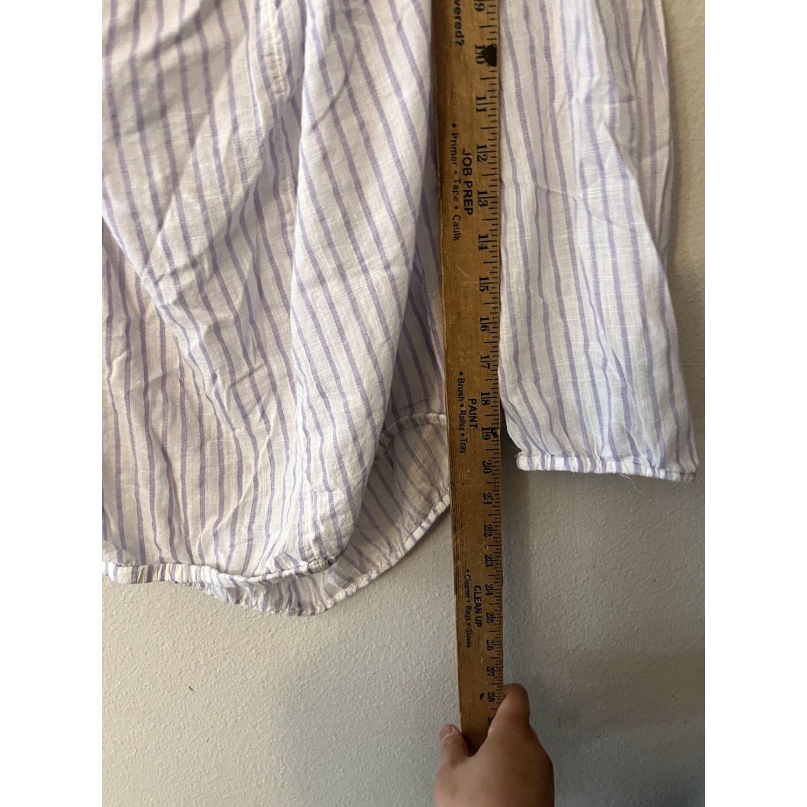 Gap GAP Blouse Womens Medium White Purple Stripe Off Shoulder Peasant Long Sleeve Shirt Womens M Multicolor Rayon Cotton Size M / US 6-8 / IT 42-44 - 4 Thumbnail