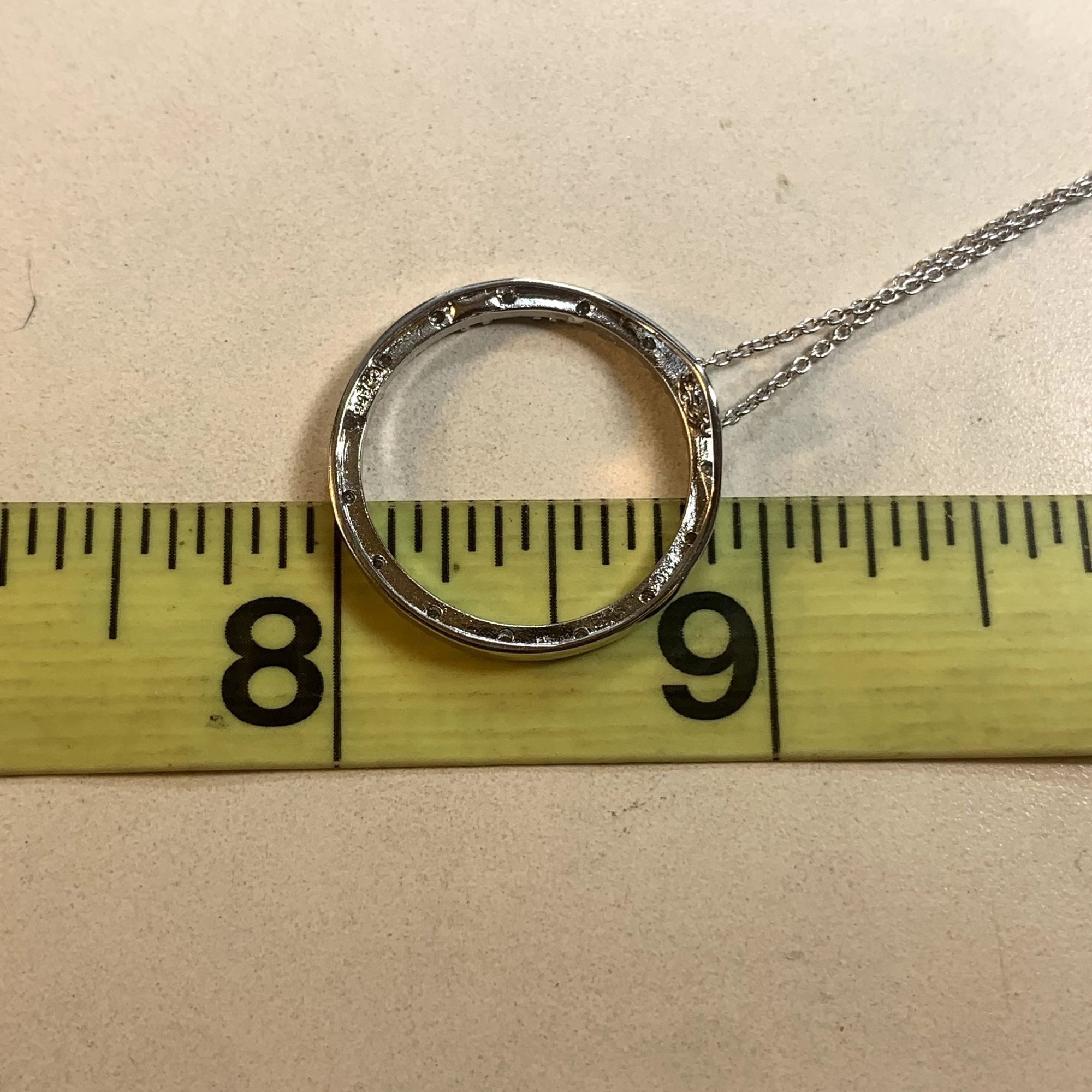 Other VTG Solid Sterling Silver 925 Cubic Zirconia Circle Pendant Size ONE SIZE - 7 Thumbnail