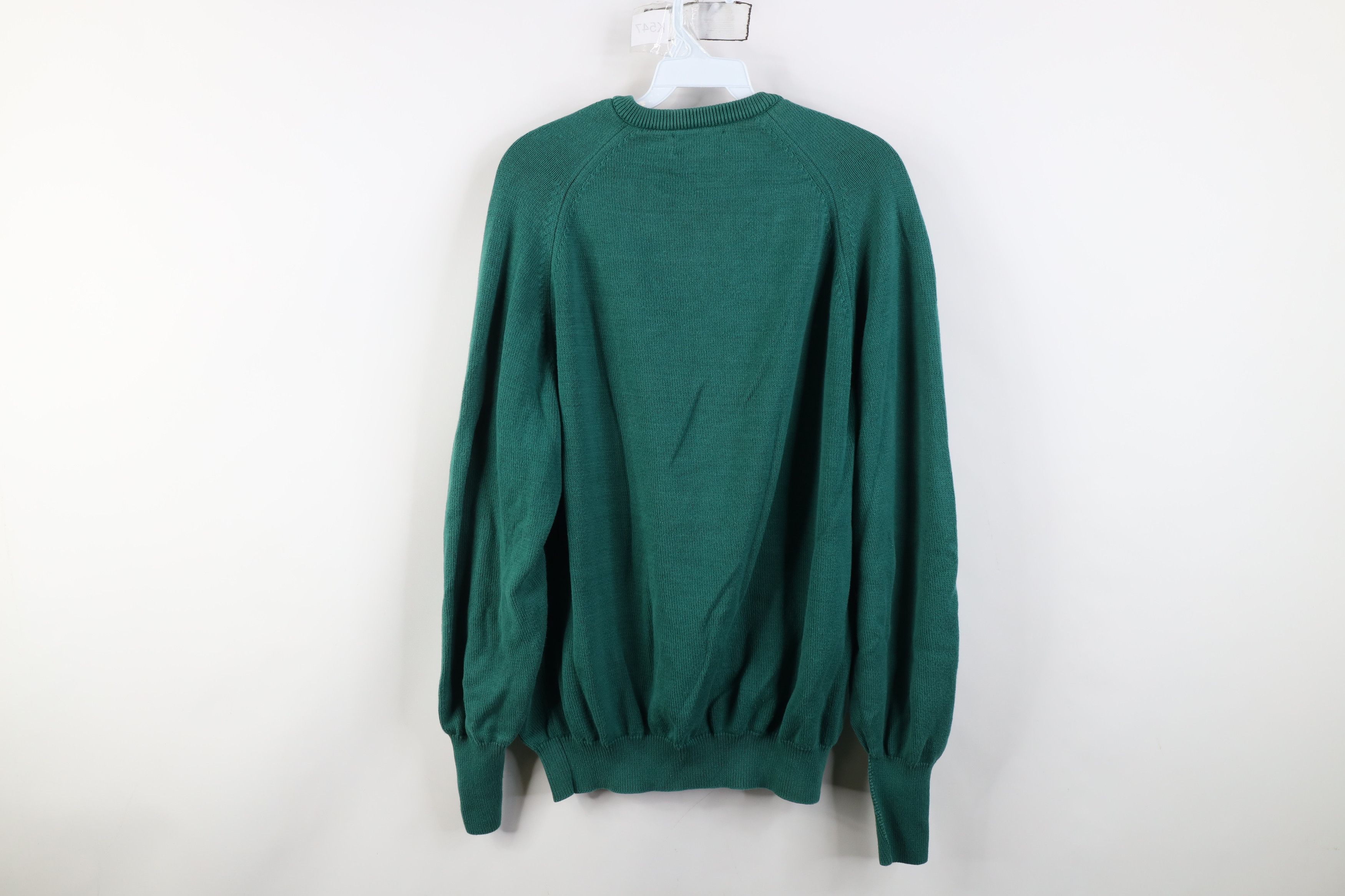 Izod Vintage 90s Izod Cotton Ribbed Knit V-Neck Sweater Green USA Size US L / EU 52-54 / 3 - 10 Thumbnail
