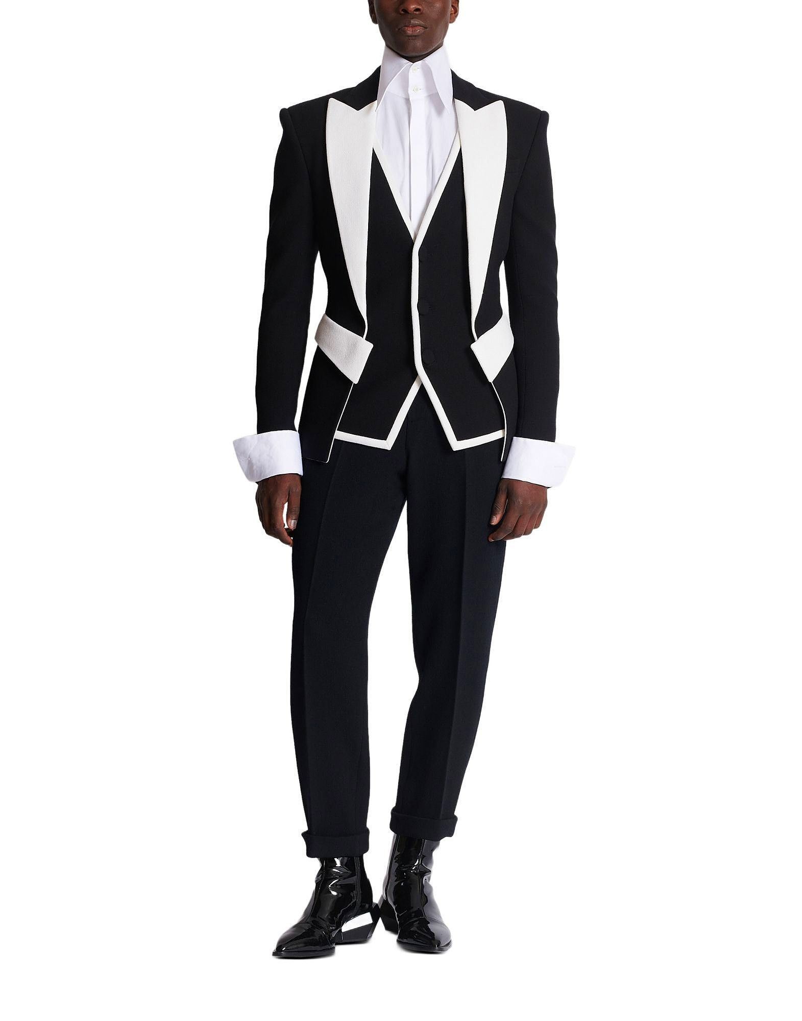Balmain o1s1wg110125 Double Crepe Jacket in Black White Size US S / EU 44-46 / 1 - 2 Thumbnail