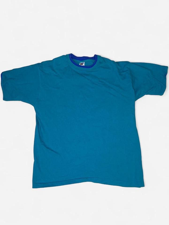 Fruit Of The Loom Fruit of the Loom USA Made 90s Blue Contrast Collar Tee (XL) Size US XL / EU 56 / 4 - 2 Thumbnail