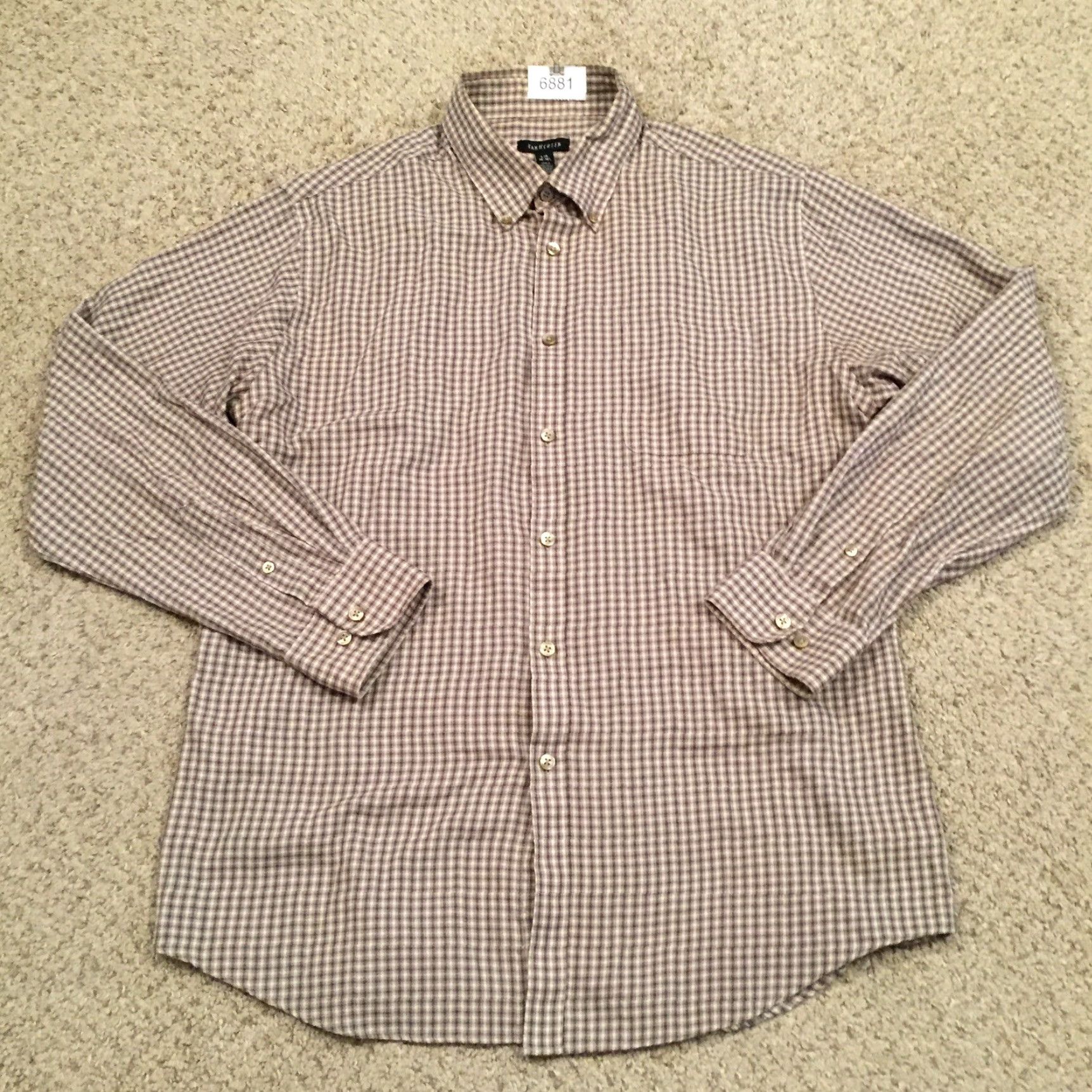 Van Heusen Van Heusen Shirt Mens Large Beige Plaid Long Sleeve Button Up Size US L / EU 52-54 / 3 - 2 Thumbnail