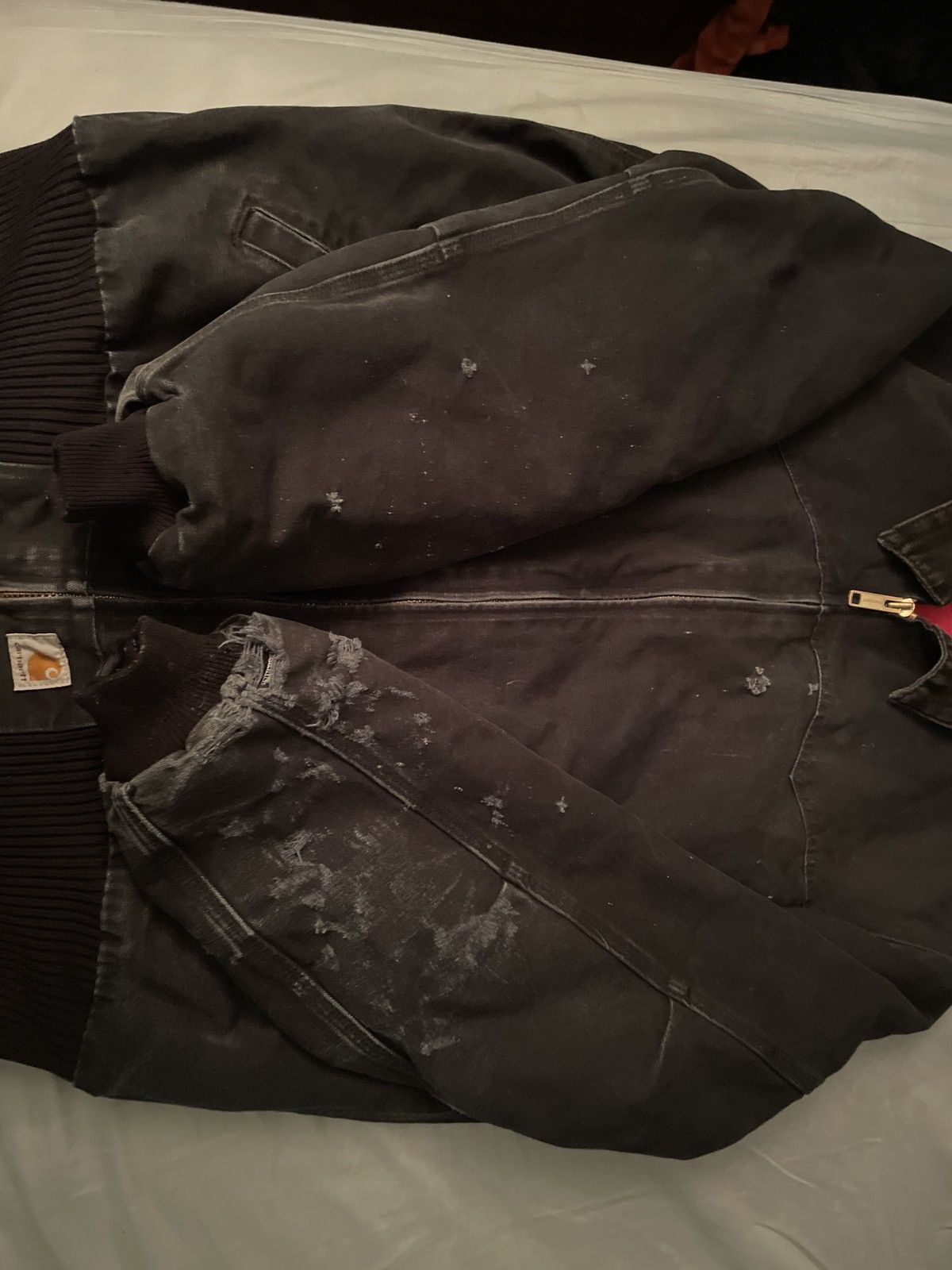 distressed carhartt work jacket