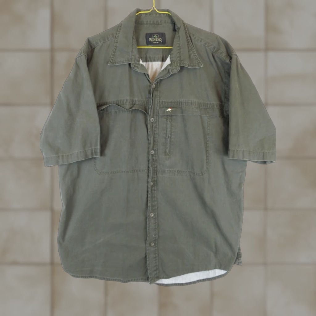 Vintage VINTAGE RedHead Shirt Men L Green Canvas Plaid Long Sleeve Button-Up Pockets Button Size US L / EU 52-54 / 3 - 1 Thumbnail