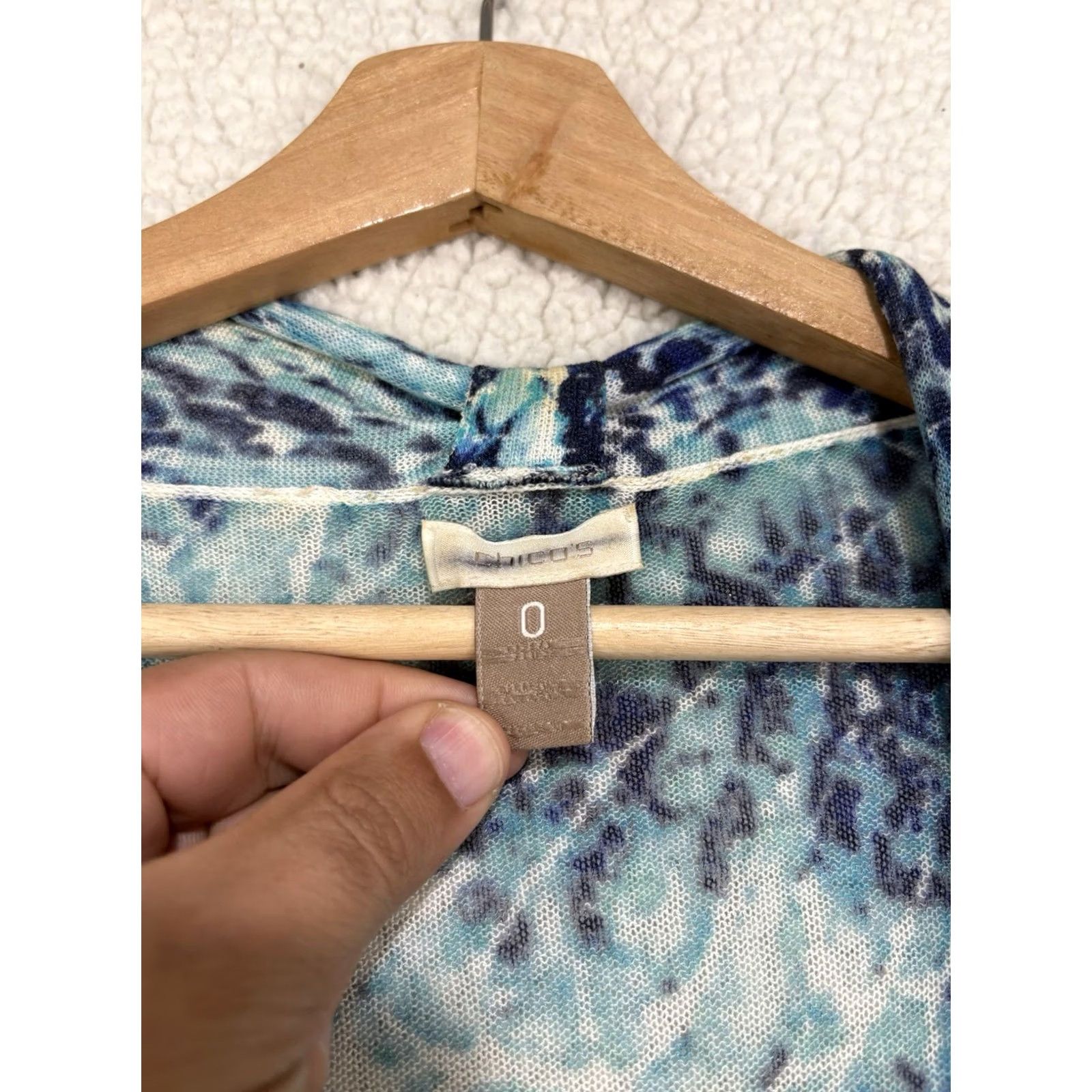 Vintage Chicos Cardigan Blue Animal Print Longline Open Front Knit Sweater Women S Size S / US 4 / IT 40 - 2 Thumbnail