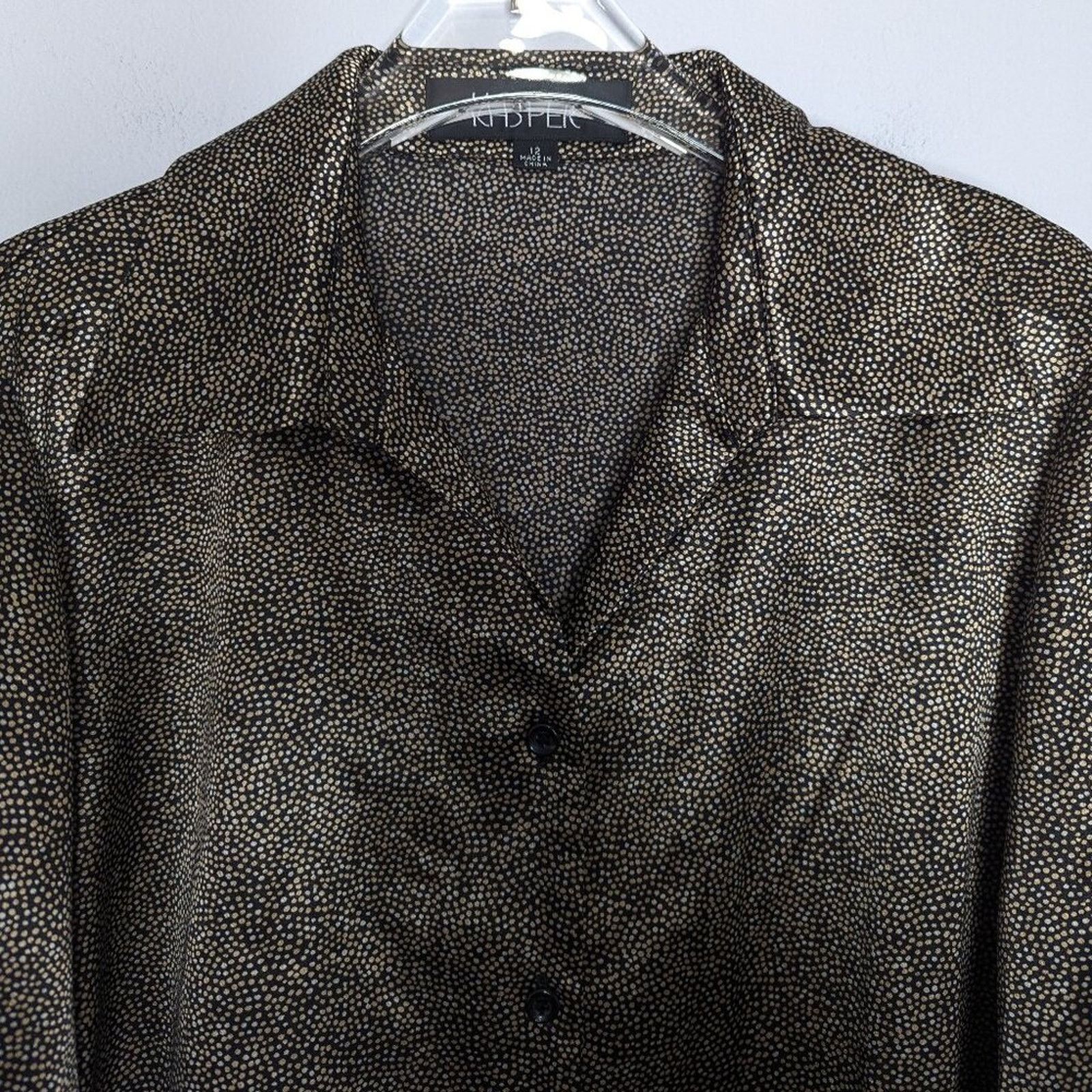 Vintage Vintage Black Tiny Polka Dot Pattern Satin Shirt Metallic 12 Size XL / US 12-14 / IT 48-50 - 4 Thumbnail