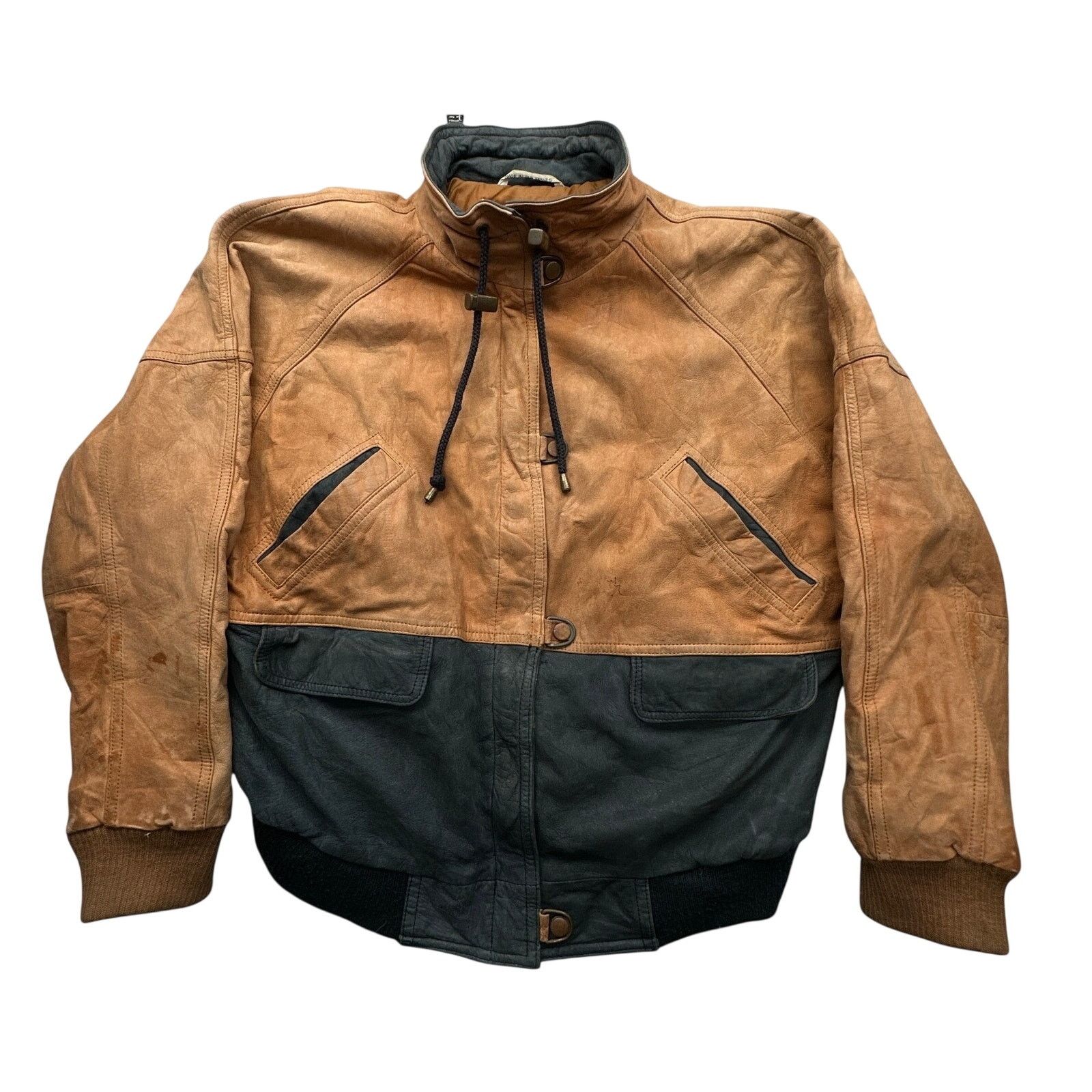 Other Vintage Brandon Thomas Two Tone Bomber Leather Jacket Small Size US S / EU 44-46 / 1 - 1 Thumbnail