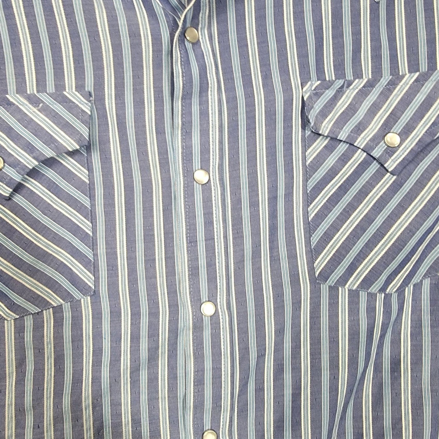 Vintage Ely Cattleman Shirt Mens 2XL Tall Blue striped VTG Pearl Snap 18 1/2 x 35 Size US XXL / EU 58 / 5 - 4 Thumbnail