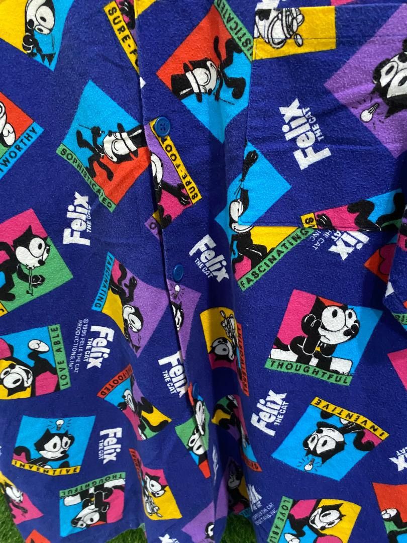 Cartoon Network × Felix × Vintage Vintage Felix The Cat Over Print Button Up Shirt Size US XXL / EU 58 / 5 - 7 Thumbnail