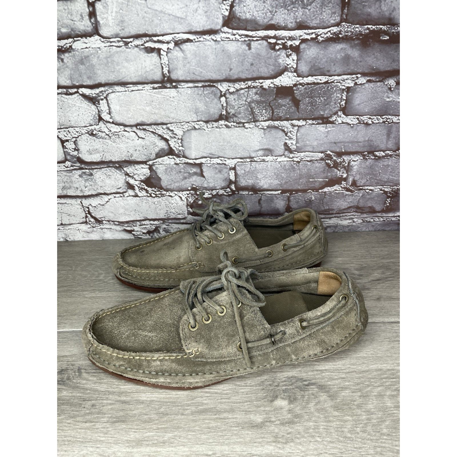 Frye FRYE Mason Tie Moc Camp Taupe Suede Leather Boat Shoes Men S Size US 12 / EU 45 - 17 Thumbnail