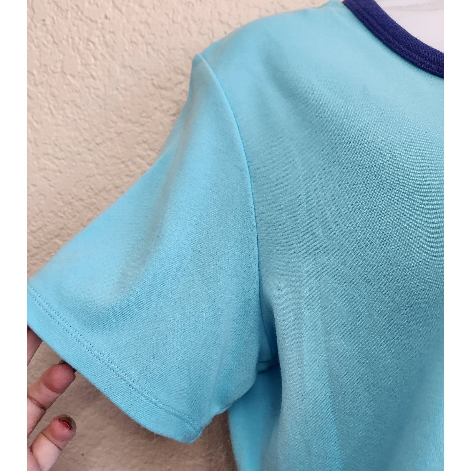 Other Draper's & Damon's Blue Contrasting Round Neck Trim Top L Size L / US 10 / IT 46 - 2 Thumbnail