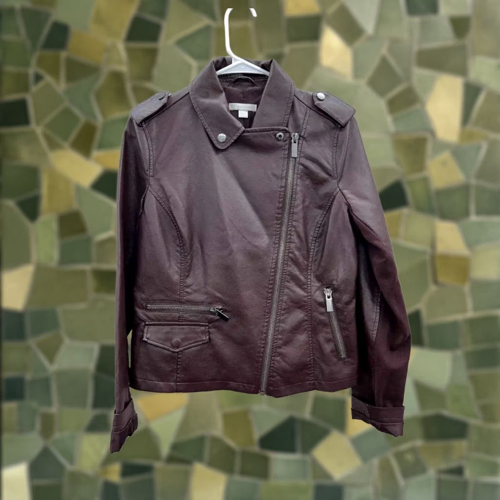 Vintage Womens New York & Company Jacket Small Purple Faux Leather Asymmetrical Zip Up Jacket Size S / US 4 / IT 40 - 1 Thumbnail