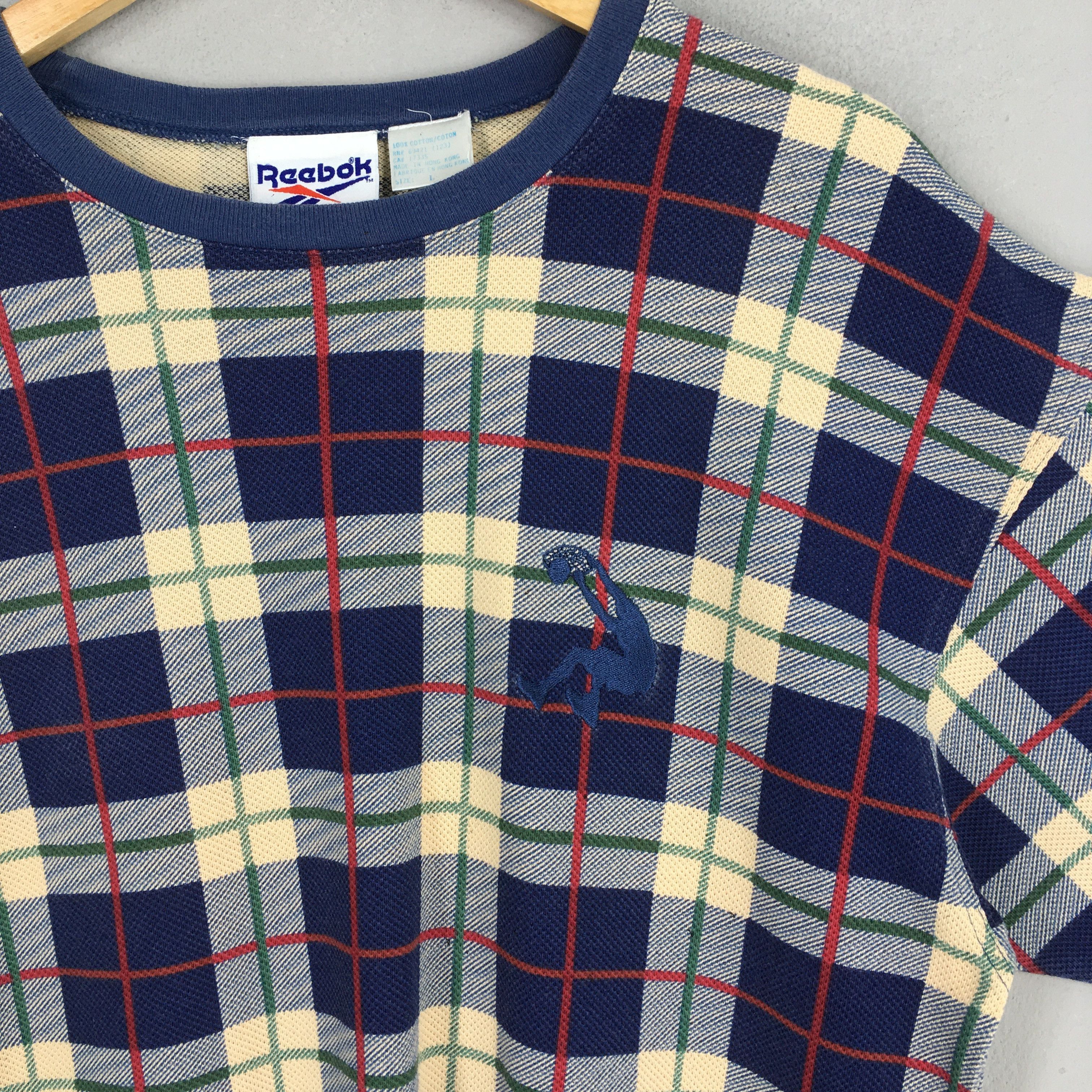 Reebok × Vintage Vintage 90's Reebok Plaid Checkered Blue T shirt Large Size US L / EU 52-54 / 3 - 6 Thumbnail