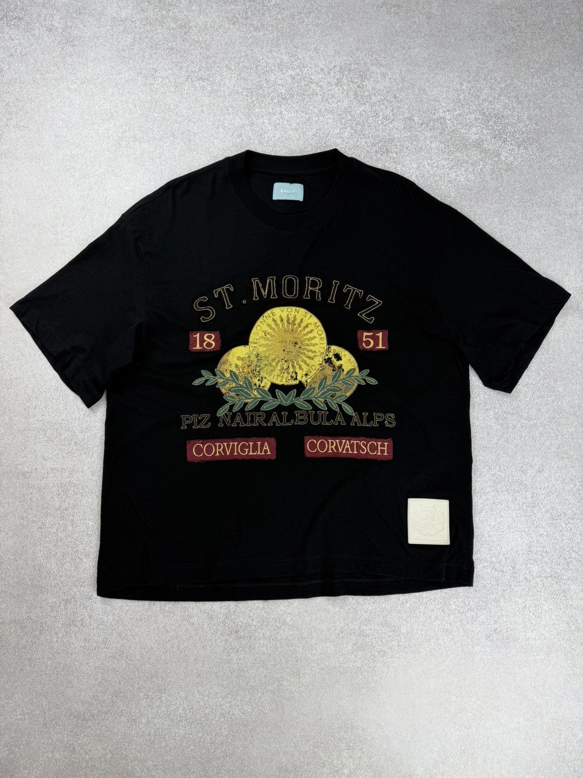 Bally Bally St Moritz Graphic T-Shirt Lambskin Patch Black S/M Size US S / EU 44-46 / 1 - 1 Thumbnail