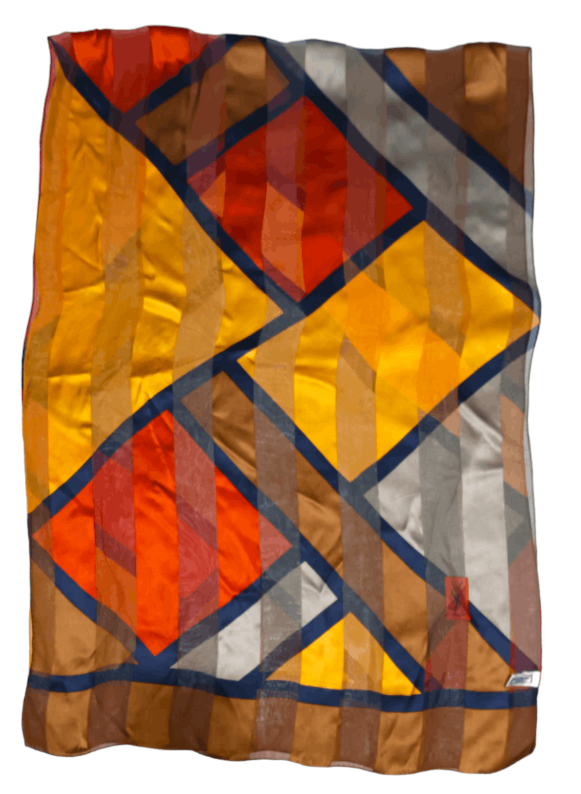 Yves Saint Laurent Yves Saint LAURENT YSL Paris Geometric Abstract Silk Scarf Size ONE SIZE - 1 Thumbnail