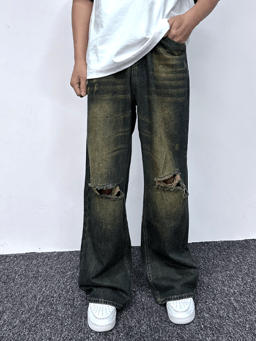 Japanese Brand × Jean Loose retro distressed trendy ripped jeans y2k Size US 34 / EU 50 - 1 Thumbnail