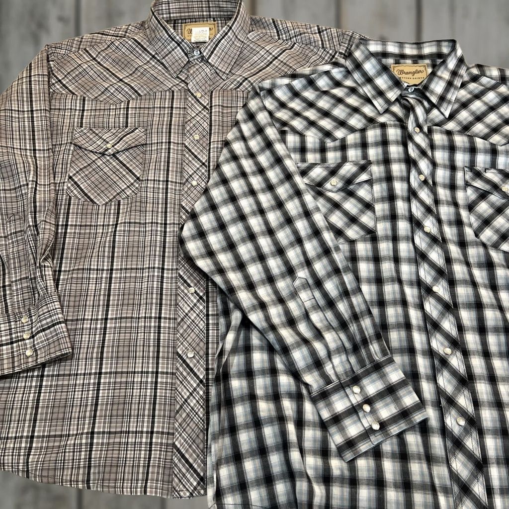 Wrangler Wrangler Mens 2XL Plaid Long Sleeve Snap Shirt Set 2 Cowboy Western Rancher Size US XXL / EU 58 / 5 - 1 Thumbnail