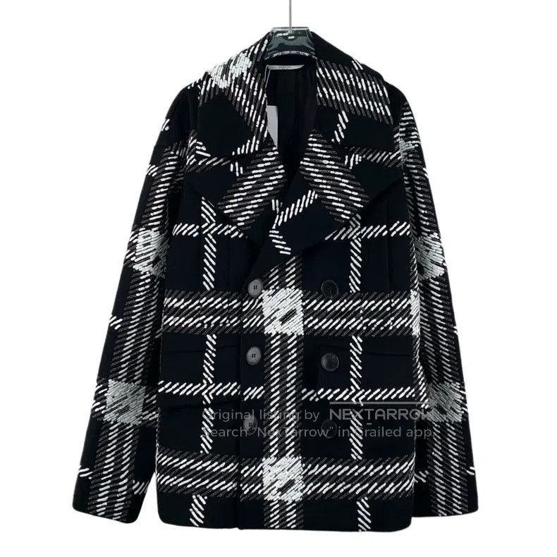 Valentino Valentino Black plaid sheep wool lapel double-breasted lon Size M / US 6-8 / IT 42-44 - 1 Thumbnail