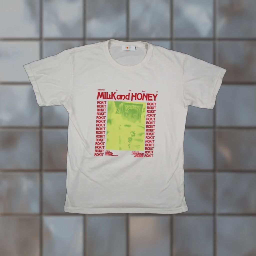 Vintage Rokit Shirt Mens Medium White Milk Honey Short Sleeve Crew Neck Made in USA Size US M / EU 48-50 / 2 - 1 Thumbnail