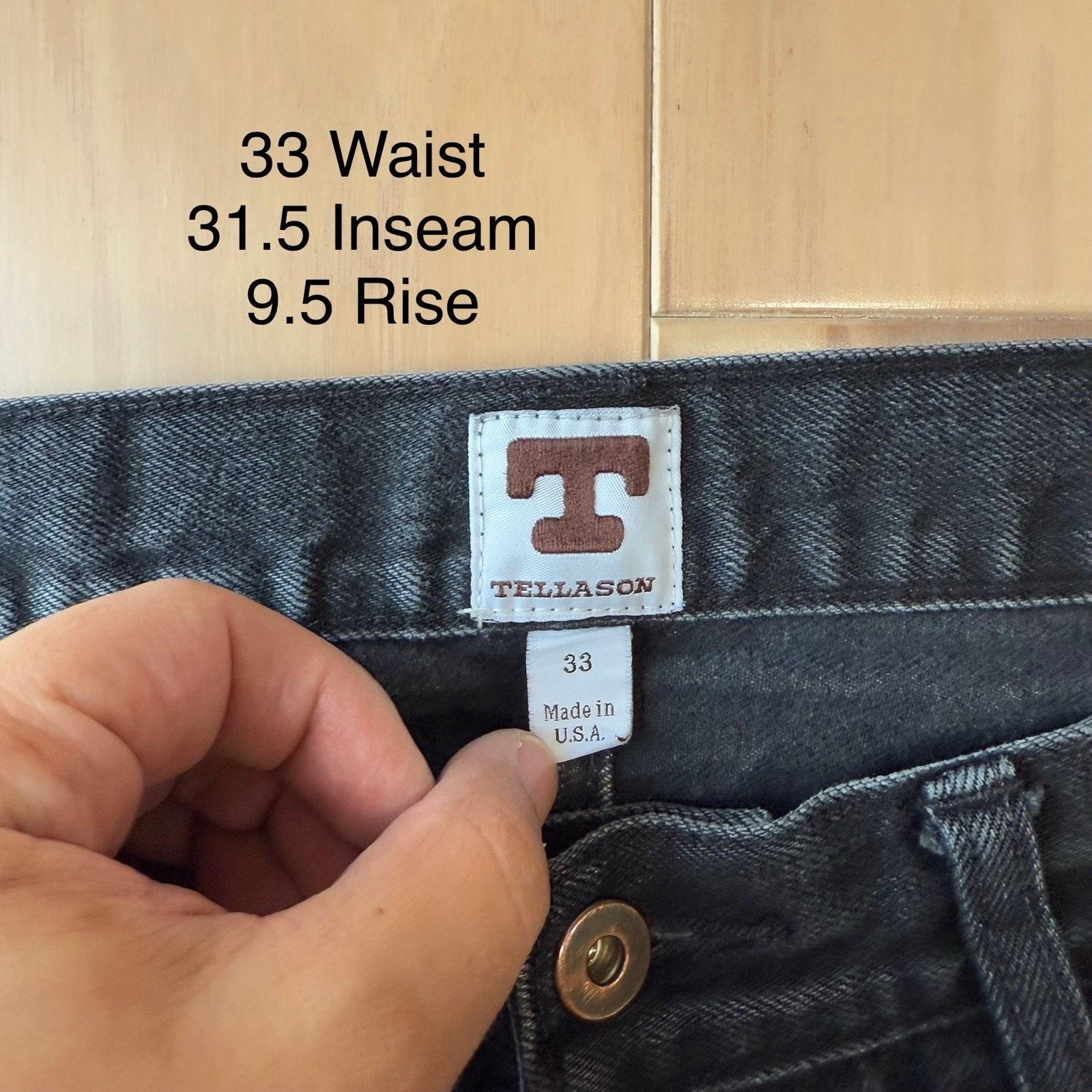 Tellason Tellason Selvedge Jeans 33 Black Dark Wash Denim Slim Size US 33 - 5 Thumbnail