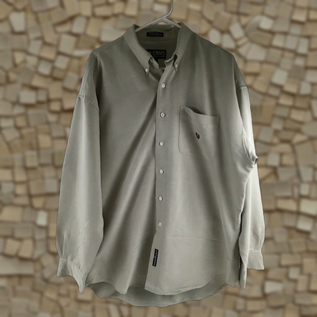 Chaps Chaps Ralph Lauren Dress Shirt Men's Large Tan Long Sleeve Button Up Shirt Size 42R - 1 Thumbnail