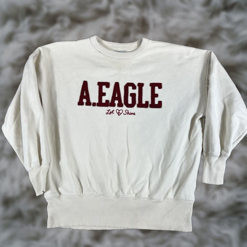 American Eagle Outfitters American Eagle Outfitters Sweatshirt Crewneck Adult Small Ivory Oversized Boxy Y2K Preppy Mens Size US S / EU 44-46 / 1 - 1 Thumbnail