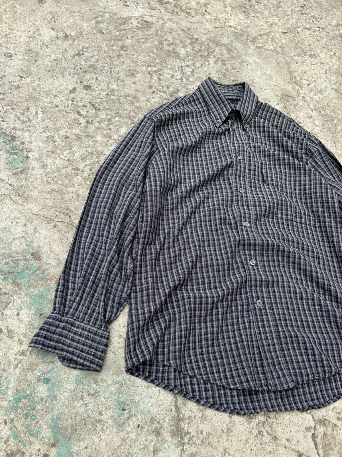 Japanese Brand × Trussardi Vintage Trussardi Checkered Viscose Dark Shirt Size US M / EU 48-50 / 2 - 8 Thumbnail