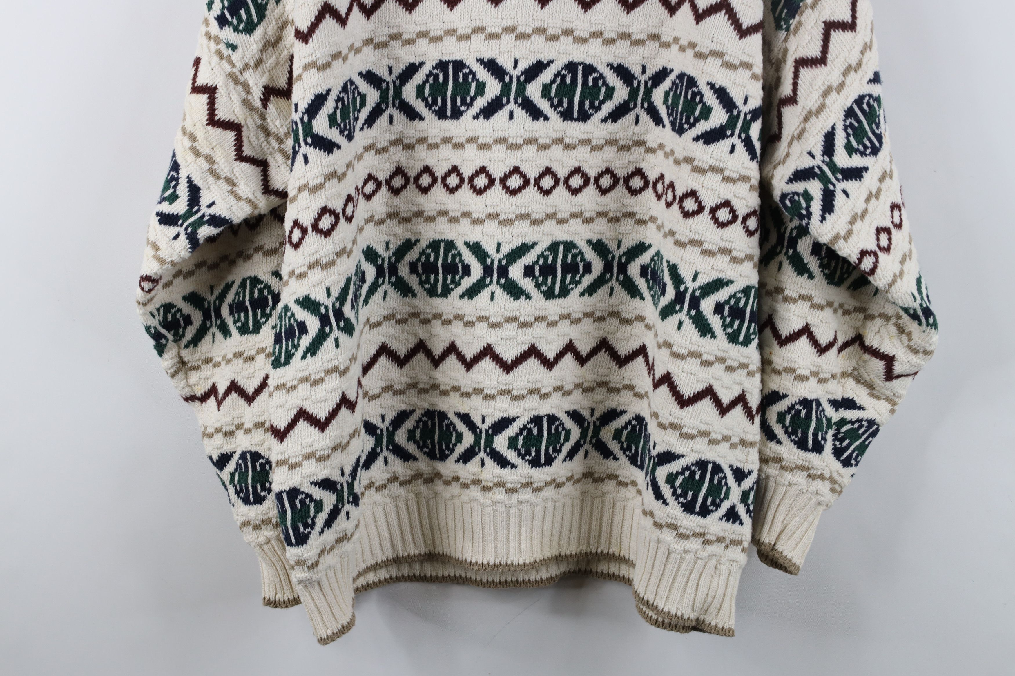 Vintage Vintage 90s Streetwear Cotton Knit Fair Isle Sweater USA Size US L / EU 52-54 / 3 - 12 Thumbnail