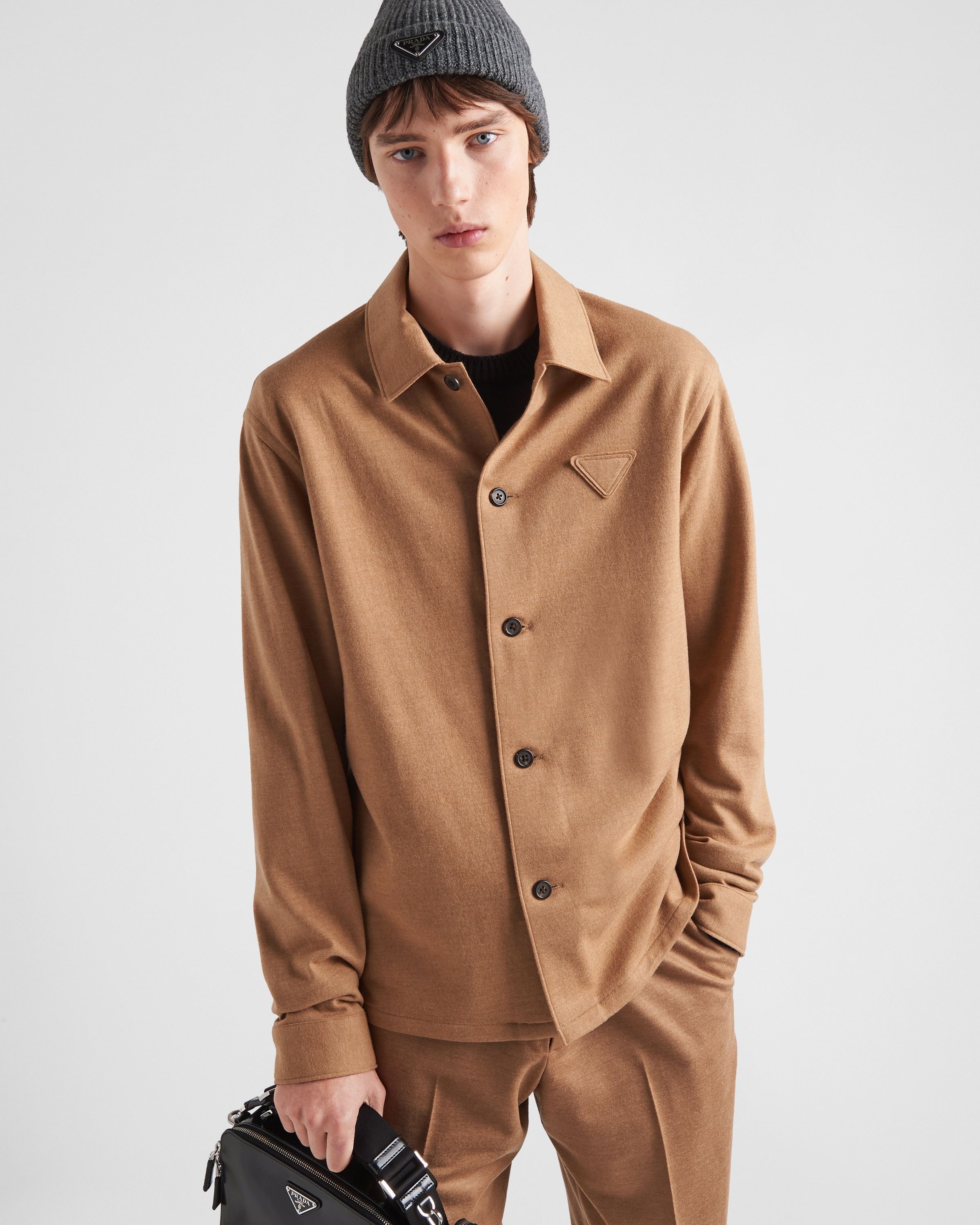 Prada o1la1rc1a0925 Wool Blend Shirt in Brown Size US XL / EU 56 / 4 - 3 Thumbnail