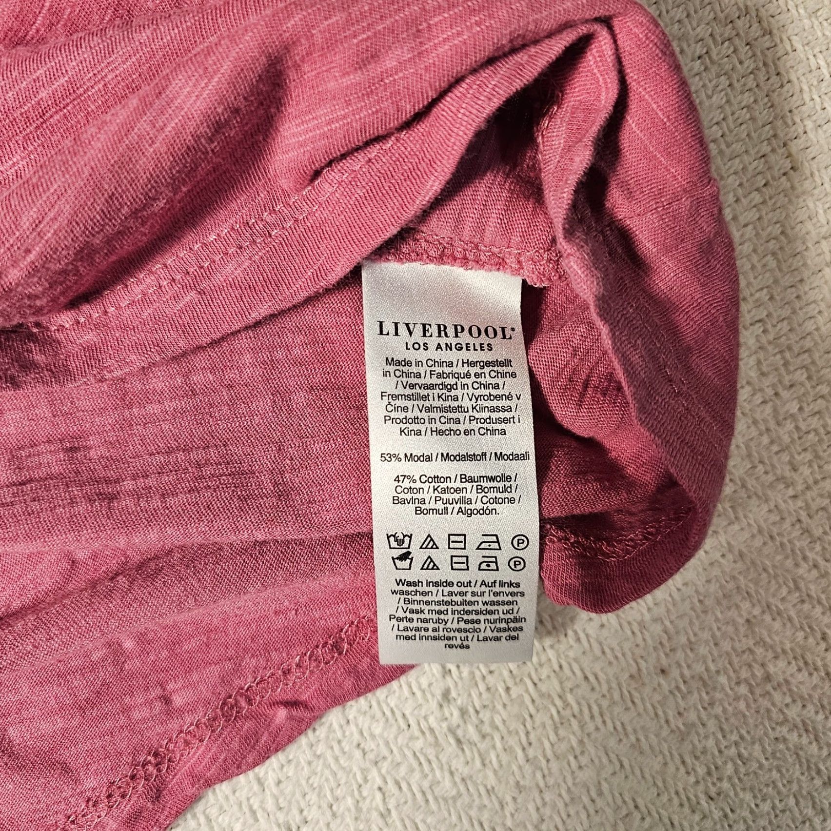 Vintage Liverpool T Shirt Women M Pink Rose Knit Cotton Modal Off Shoulder Slub Cap Sleeve Casual Basic Size M / US 6-8 / IT 42-44 - 3 Thumbnail