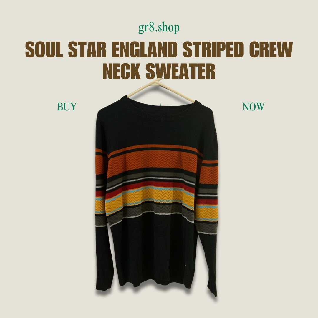 Soulstar Soul Star England XL Striped Crew Neck Sweater Multicolor Bl Size US XL / EU 56 / 4 - 1 Thumbnail