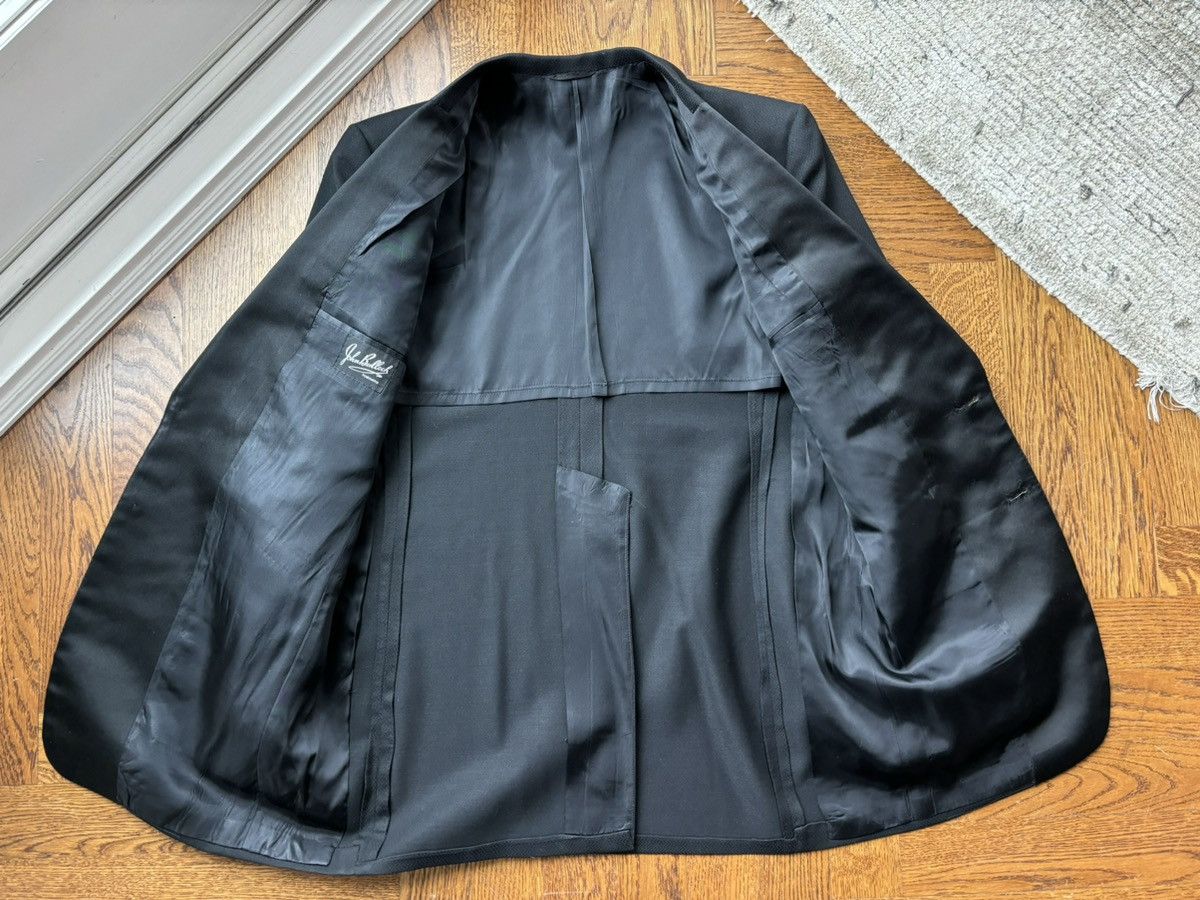 Vintage 1970s Two Piece Suit Vintage Suspender Pants Satin Lapel Size 50R - 3 Thumbnail